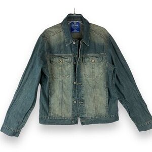 Size Large‎ Denim Jean Jacket Mens Unisex Distressed Grunge Streetwear Western